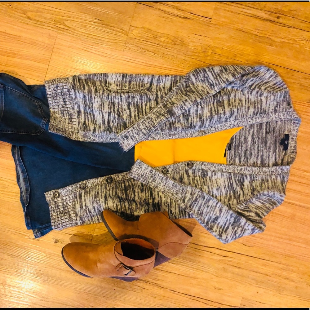 Heather Grey Gap Button Long Sweater